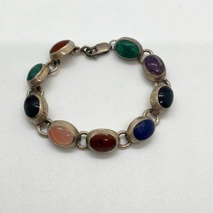 Mexican Sterling Silver Cabochon Bracelet